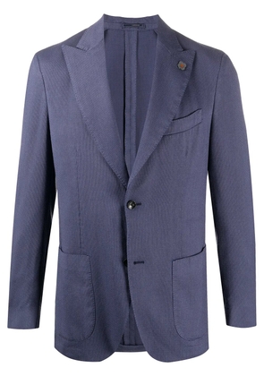 Lardini fine knit buttoned blazer - Blue
