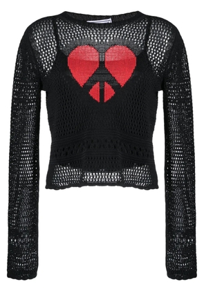MOSCHINO JEANS heart-motif pointelle-knit jumper - Black