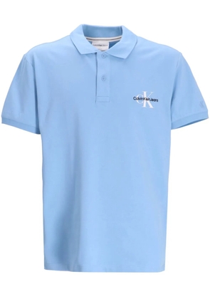 Calvin Klein Jeans logo-embroidered cotton-blend polo shirt - Blue