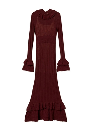 TWINSET ruffled knit maxi dress - Red