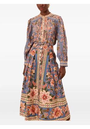 FARM Rio Superbloom Tapestry-print skirt - Blue