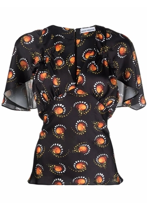 Rabanne motif-print V-neck top - Black