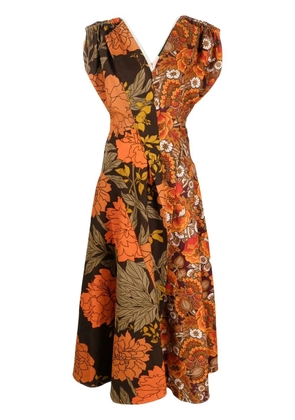 colville Expressionist upcycled floral-print dress - Orange