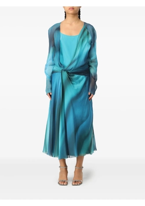 Alberta Ferretti printed chiffon midi dress - Blue