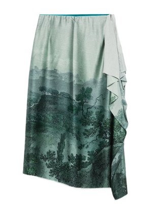 Pierre-Louis Mascia landscape-print midi skirt - Green