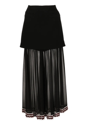 Proenza Schouler crochet-trim chiffon panel skirt - Black