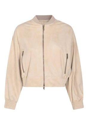 Salvatore Santoro leather bomber jacket - Neutrals