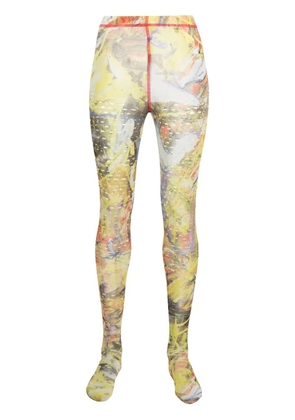 Diesel abstract-print footed leggings - Yellow