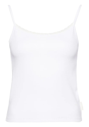 izzue ribbed-knit lace-trim top - White