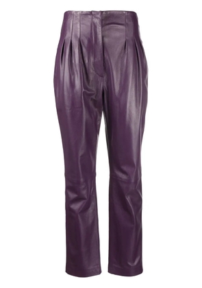 Alberta Ferretti tapered-leg leather trousers - Purple