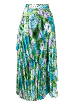 Richard Quinn floral pleated skirt - Blue