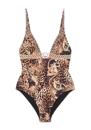 Camilla Era of Empires-print swimsuit - Brown