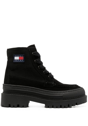 Tommy Jeans 40mm logo-patch lace-up boots - Black