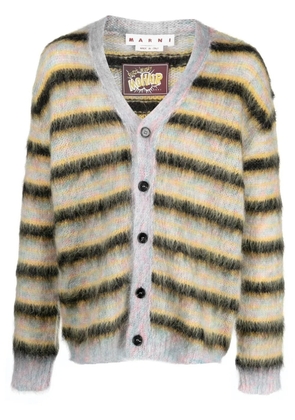 Marni striped mohair-blend cardigan - Yellow