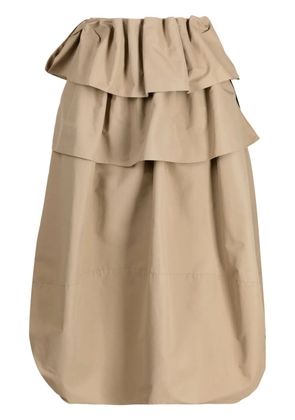 Goen.J ruffled midi skirt - Brown