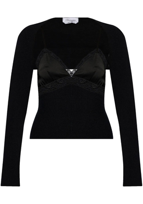 Blumarine lace-panel knitted top - Black