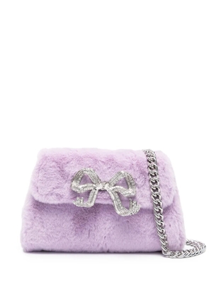 Self-Portrait Fluffy Bow shoulder bag - Purple