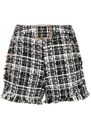 Edward Achour Paris rough-cut tweed shorts - Black