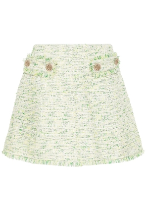 LIU JO frayed-detail bouclé miniskirt - Green