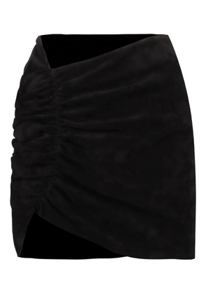 The Mannei leather short draped skirt - Black