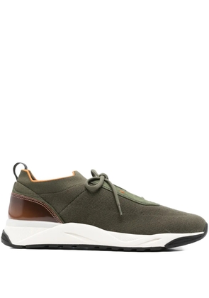 Santoni lace-up panelled sneakers - Green