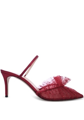 Andrea Wazen 75mm Franca ruffled mules - Red