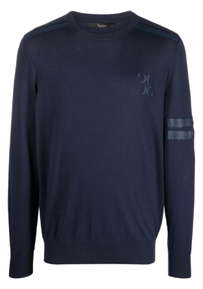 Billionaire snakeskin-effect fine-knit jumper - Blue