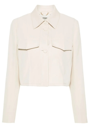 FENDI twill cropped jacket - Neutrals