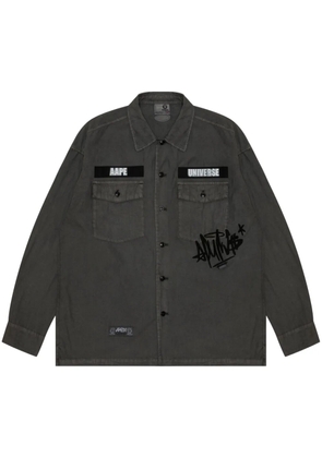 AAPE BY *A BATHING APE® logo-tape cotton-blend shirt - Black