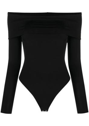 Materiel off-shoulder long-sleeve bodysuit - Black