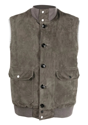 Kiton feather-down suede padded gilet - Brown