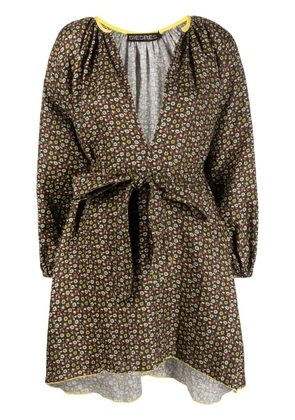 SIEDRES belted floral-print dress - Brown