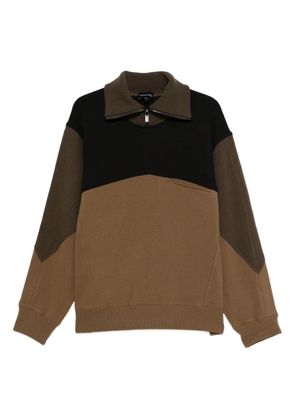 Emporio Armani colour-block zip-up sweatshirt - Brown