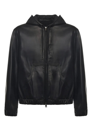 Giuliano Galiano Ohio hooded zip-up leather jacket - Black
