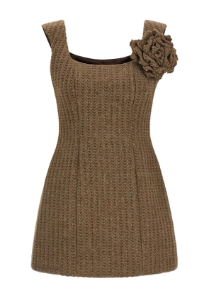 Giuseppe Di Morabito cable-knit flower-detail mini dress - Brown