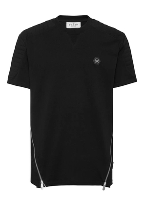 Philipp Plein zip-detail padded-shoulder T-shirt - Black