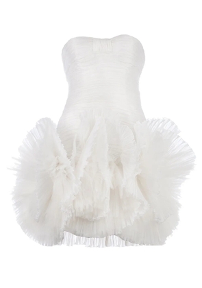 Zuhair Murad pleated strapless mini dress - White