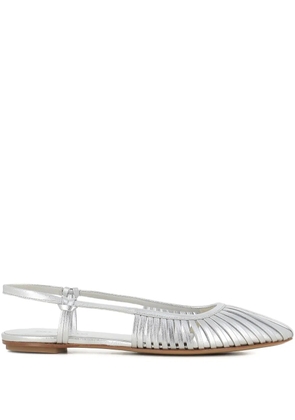 Del Carlo pleated slingback flats - Silver