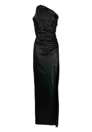 Michelle Mason gathered-detail one-shoulder silk gown - Black
