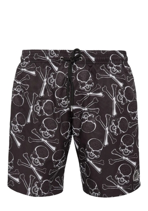 Philipp Plein skull-print drawstring swim trunks - Black