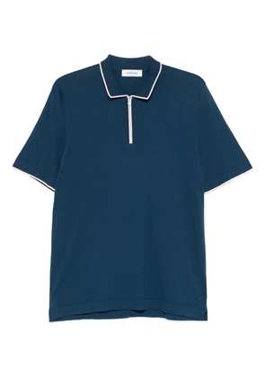 Gran Sasso zip-neck cotton polo shirt - Blue