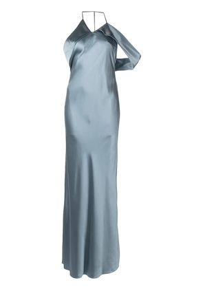 Michelle Mason drape-detail silk gown - Blue