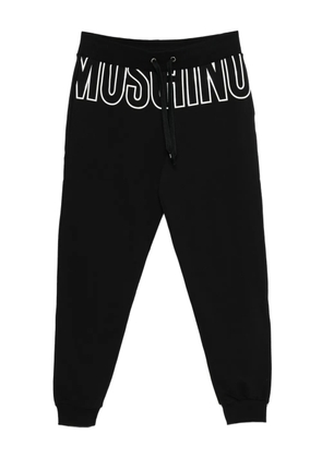 Moschino drawstring-waist logo-print pants - Black