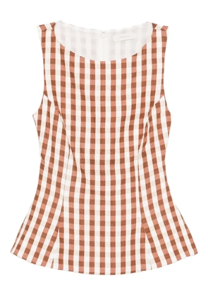 Faithfull the Brand Gingham peplum blouse - Brown