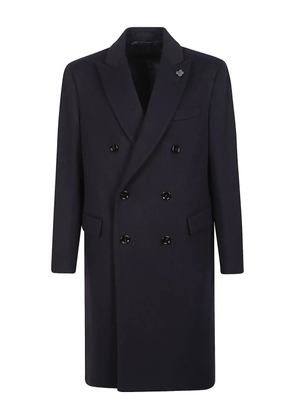 Lardini double-breasted wool coat - Blue