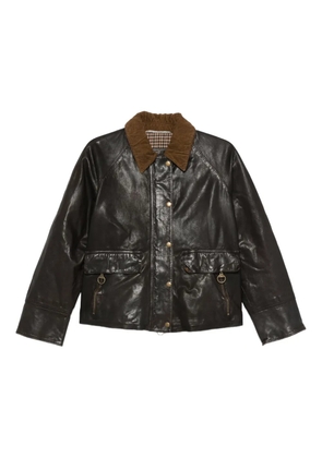 The Jackie Leathers corduroy-collar leather jacket - Brown