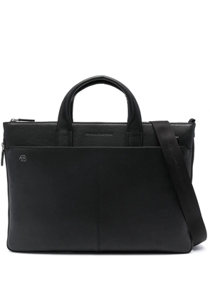 PIQUADRO expandable leather laptop bag - Black