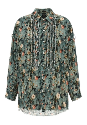 R13 floral ruffle-trim shirt - Green