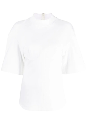 ALESSANDRO VIGILANTE funnel-neck short-sleeve blouse - White