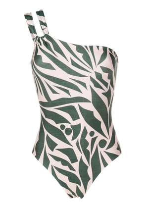 Lygia & Nanny Miusha graphic-print one-shoulder one-piece - Green